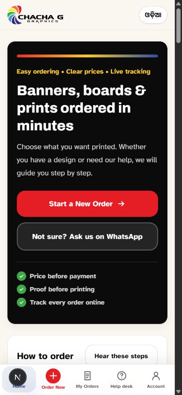 Chachag App ordering homepage displayed on a mobile phone